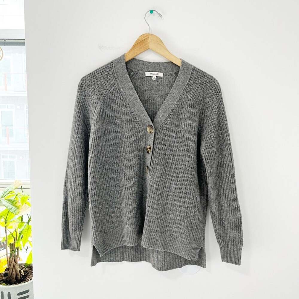 Madewell Gray Ribbed Lyle Henley Sweater Size XS